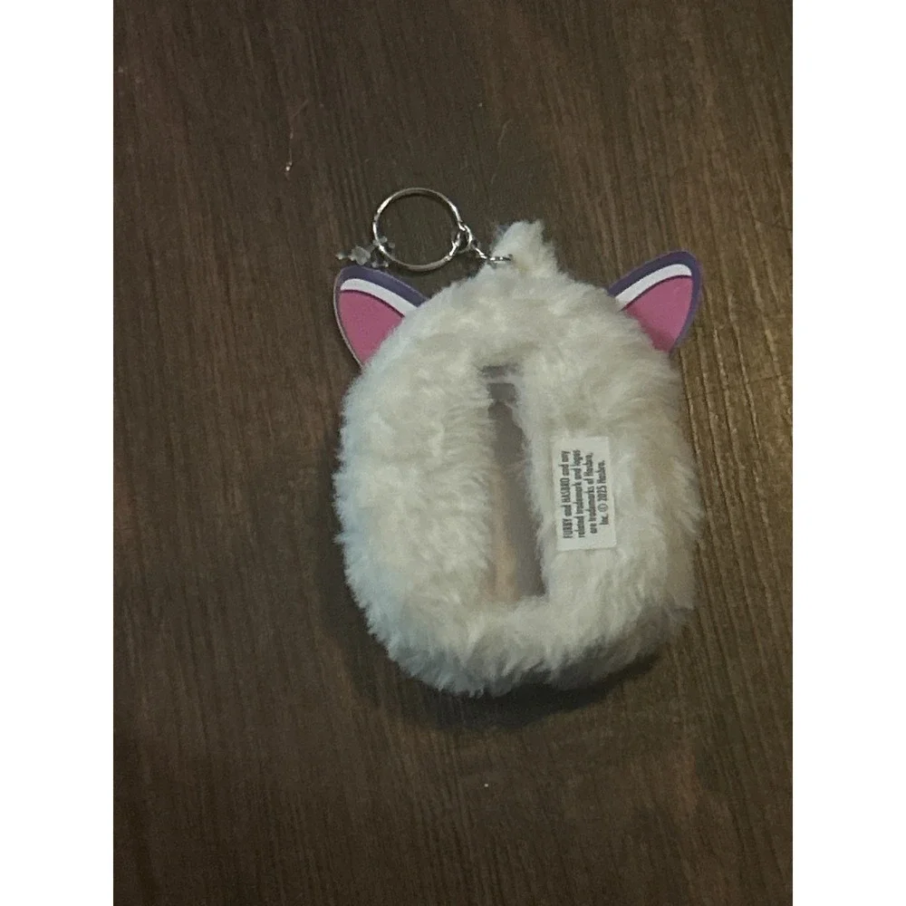 Furby White Plush Keychain Retro 90s Toy Bag Charm Mini Fuzzy Figure